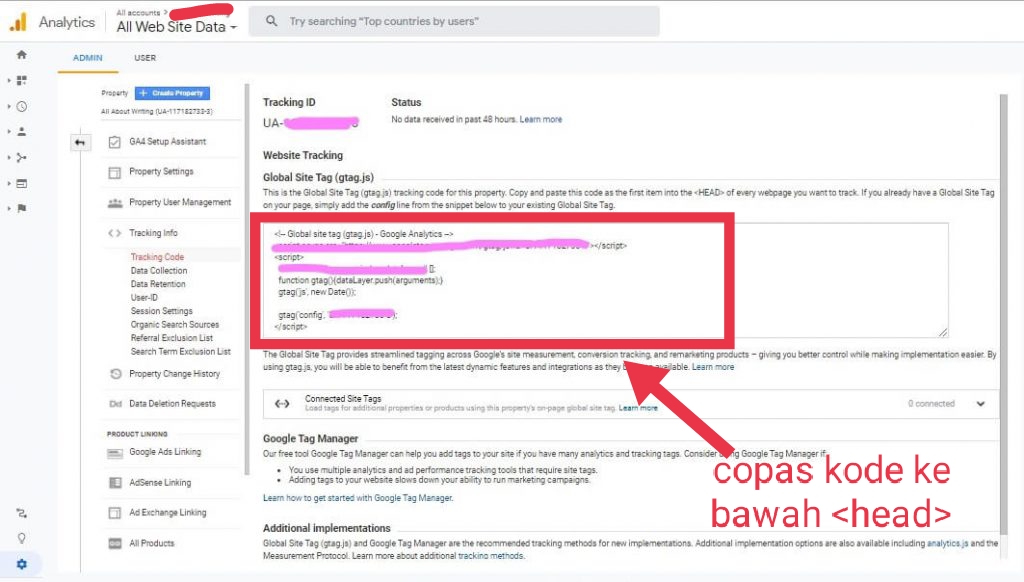 Cara mendapatkan tracking code GA